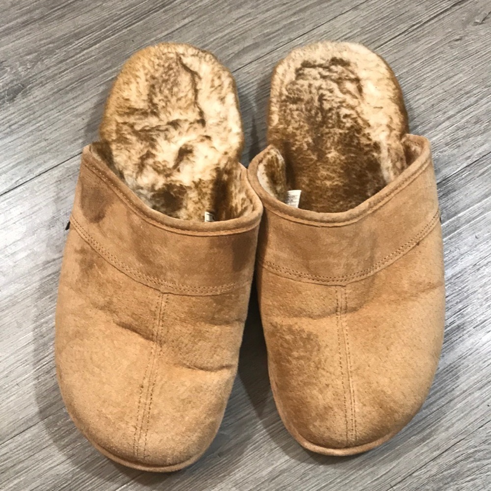 LAMO MEN'S SCUFF Faux Fur Chestnut Suede Upper‎ Slippers size L